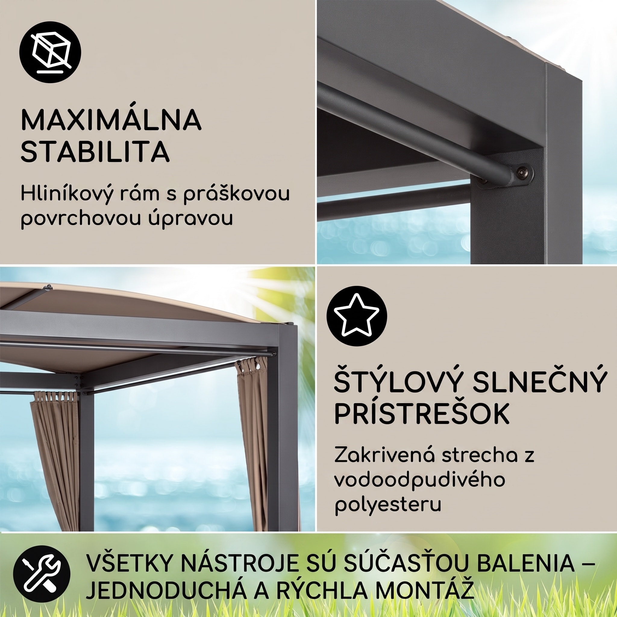 Blumfeldt Eremitage Double XL, ležadlo, pre 2 osoby, oceľový rám, slnečná strecha, závesy – Obrázok 3