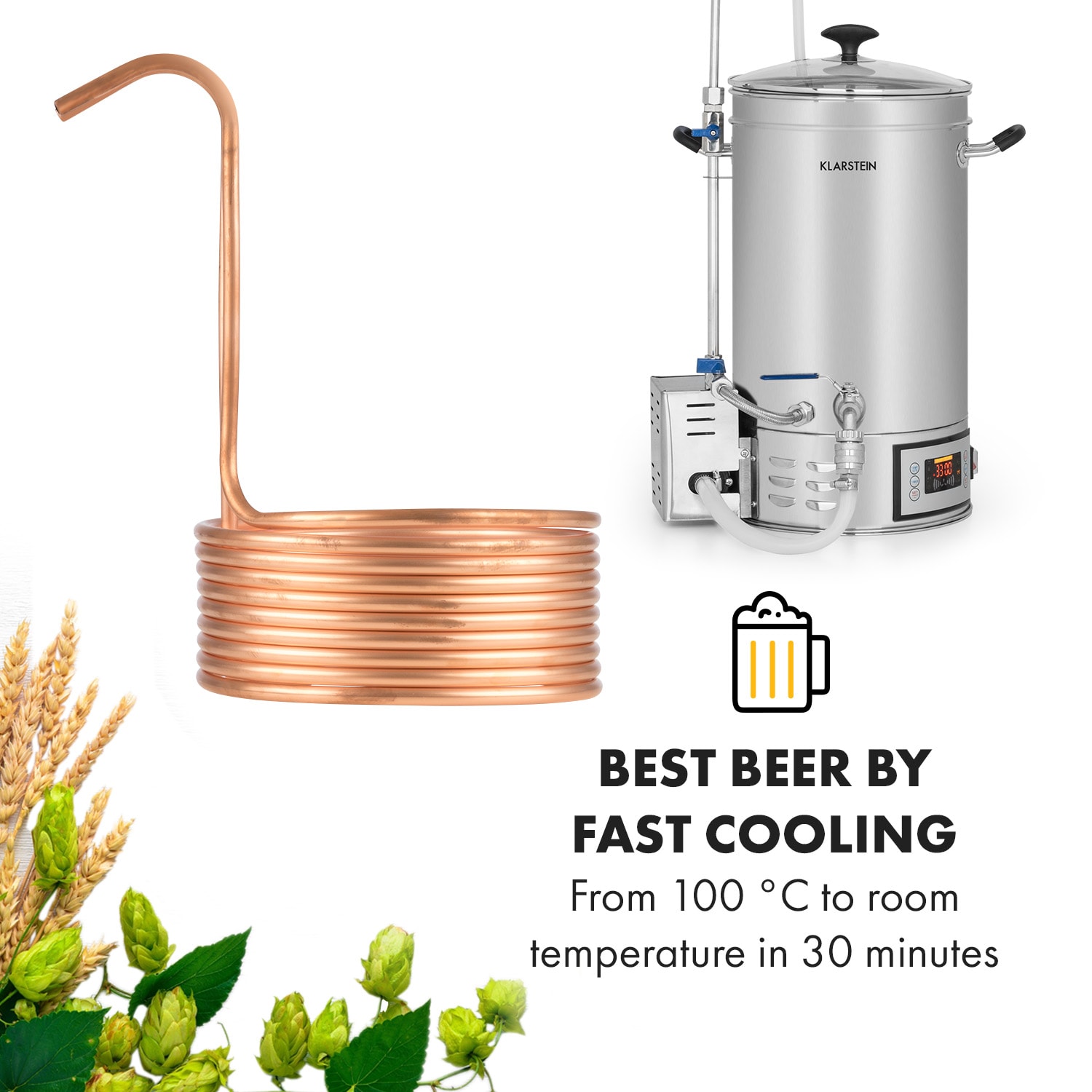 Klarstein Chiller 10K, ponorný chladič, Ø 22,4 cm, 10 závitov – Obrázok 2