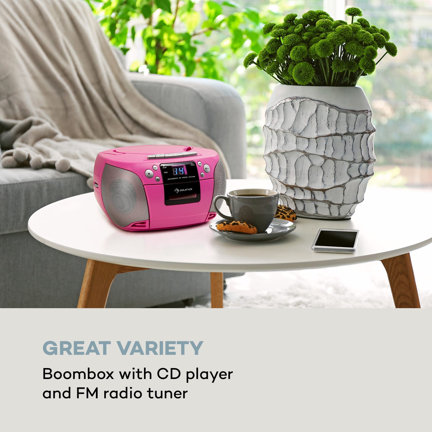 Auna Harper, CD rádiomagnetofón, CD prehrávač, bluetooth, kazety, FM, AUX, USB – Obrázok 2