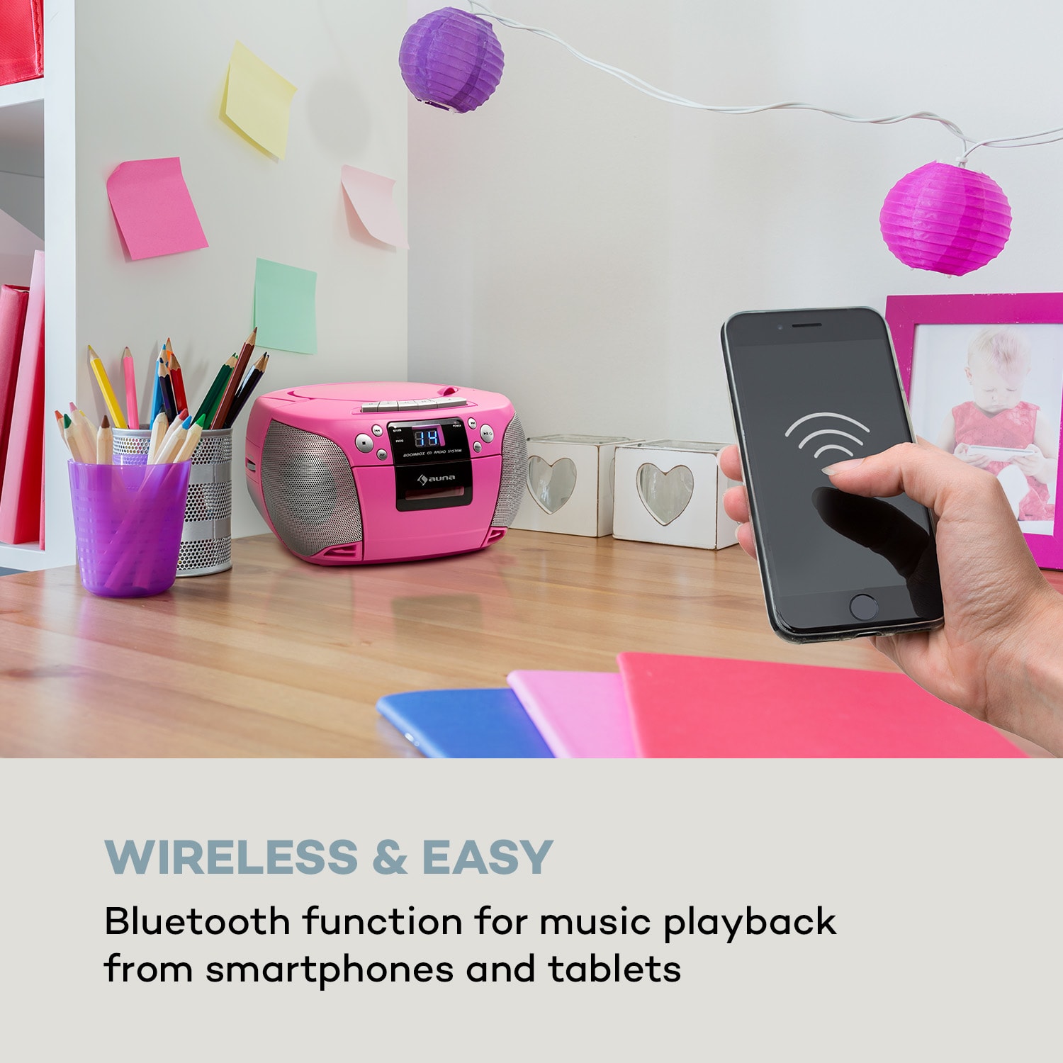 Auna Harper, CD rádiomagnetofón, CD prehrávač, bluetooth, kazety, FM, AUX, USB – Obrázok 3