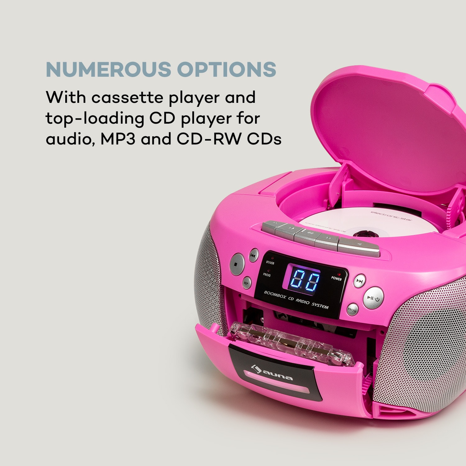 Auna Harper, CD rádiomagnetofón, CD prehrávač, bluetooth, kazety, FM, AUX, USB – Obrázok 5
