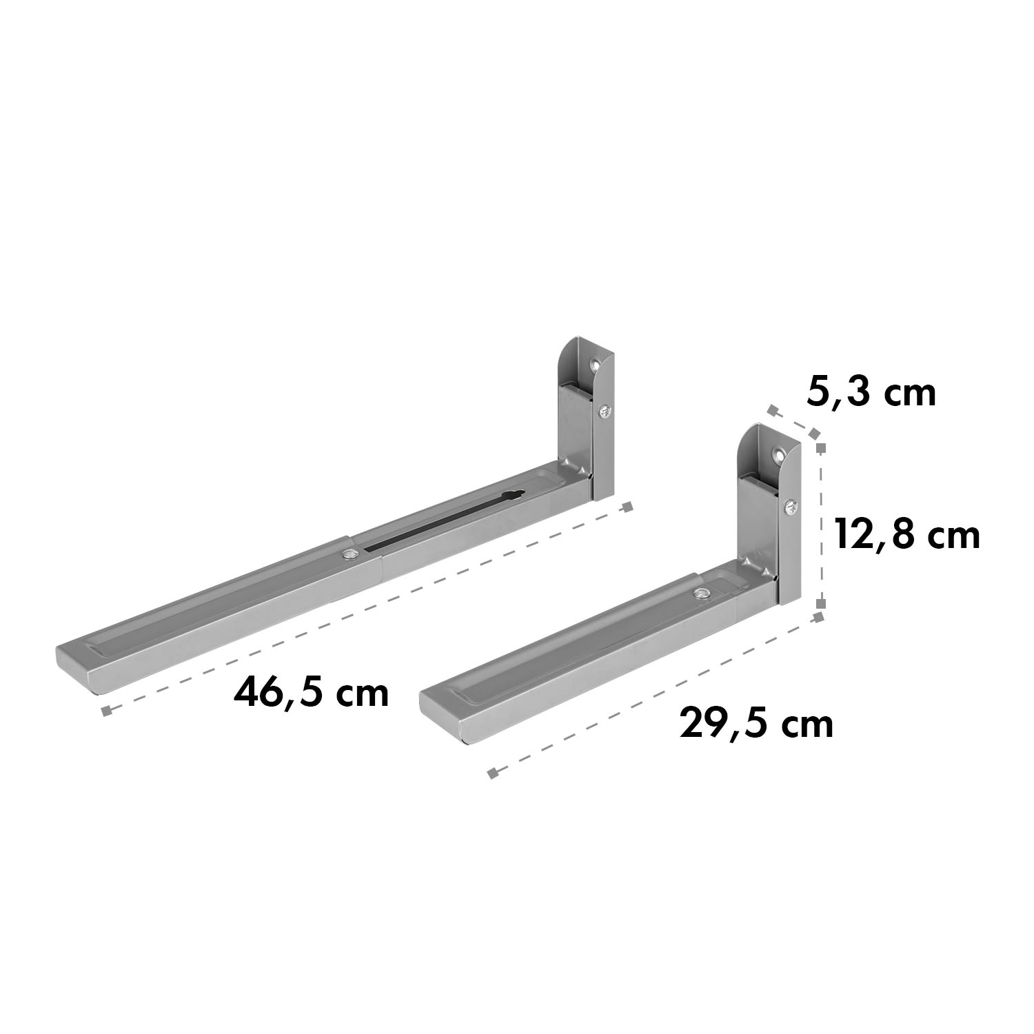 Klarstein MB-6, držiak na mikrovlnnú rúru, 30 kg, univerzálny, 32,5 – 49,2 cm, strieborný – Obrázok 5