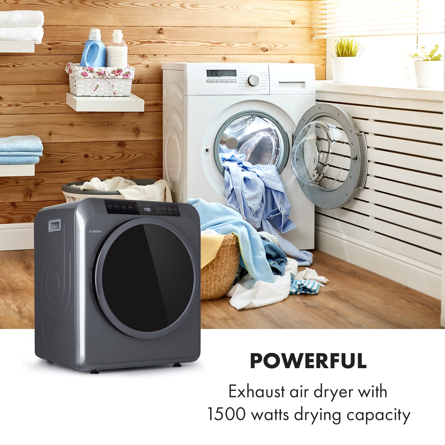 Klarstein EZ Dry, sušička bielizne, odvod vlhkého vzduchu, 1500W, 6kg, 60cm – Obrázok 4
