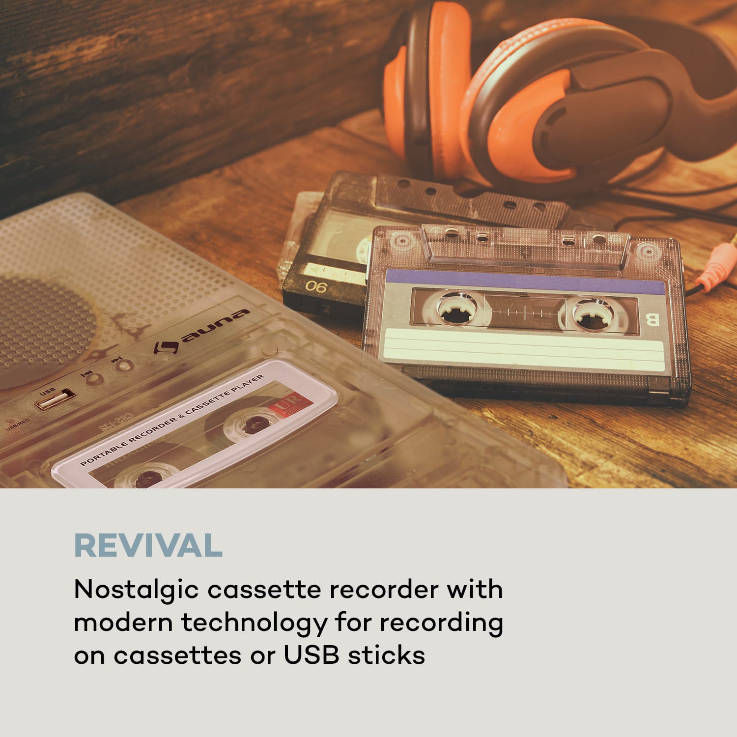 Auna ClearTech, magnetofón, diktafón, USB, MP3, prenosný, transparentný – Obrázok 2