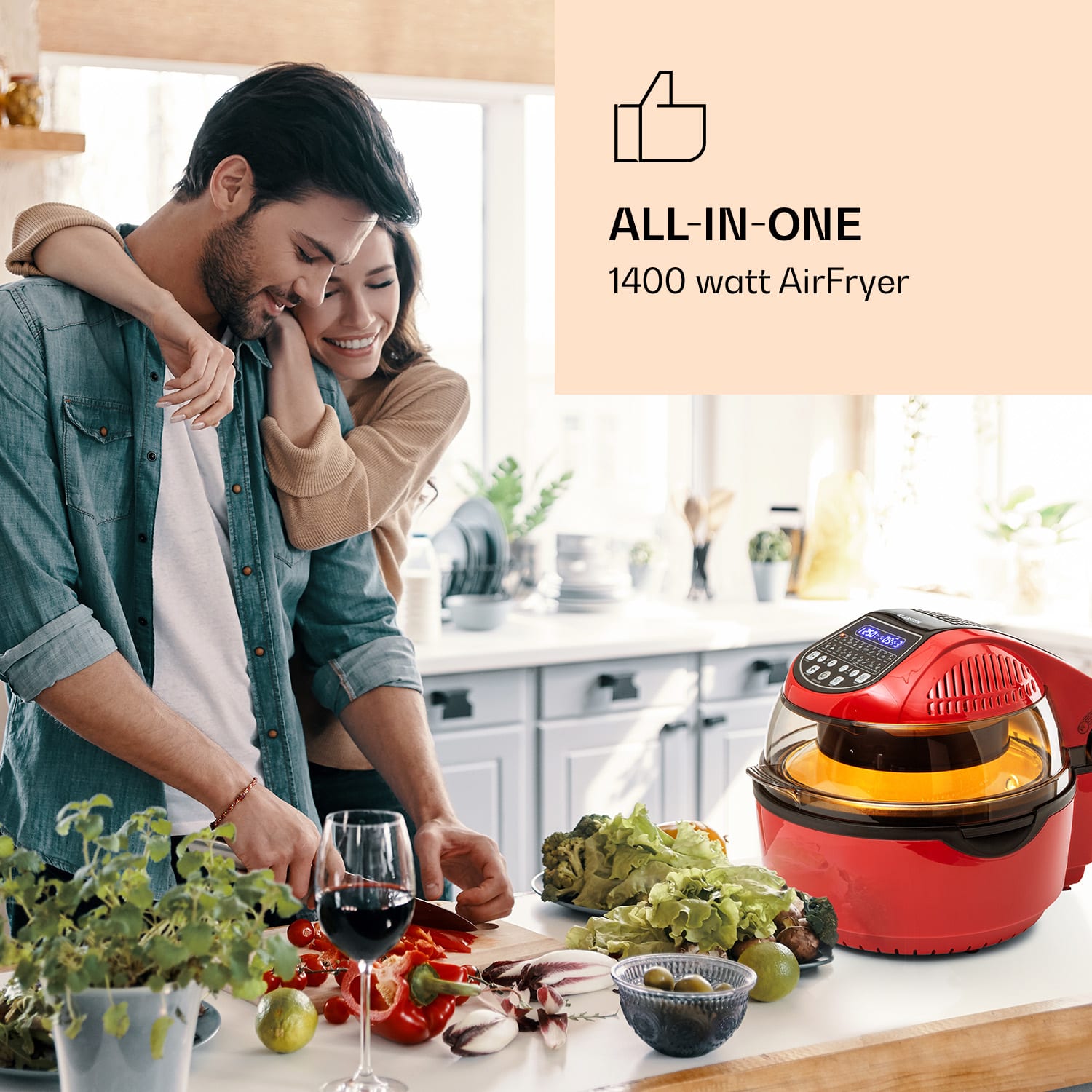 Klarstein VitAir Smart, teplovzdušná fritéza, 1400 W, 7,75 l, 20 programov, ovládanie cez aplikáciu – Obrázok 2