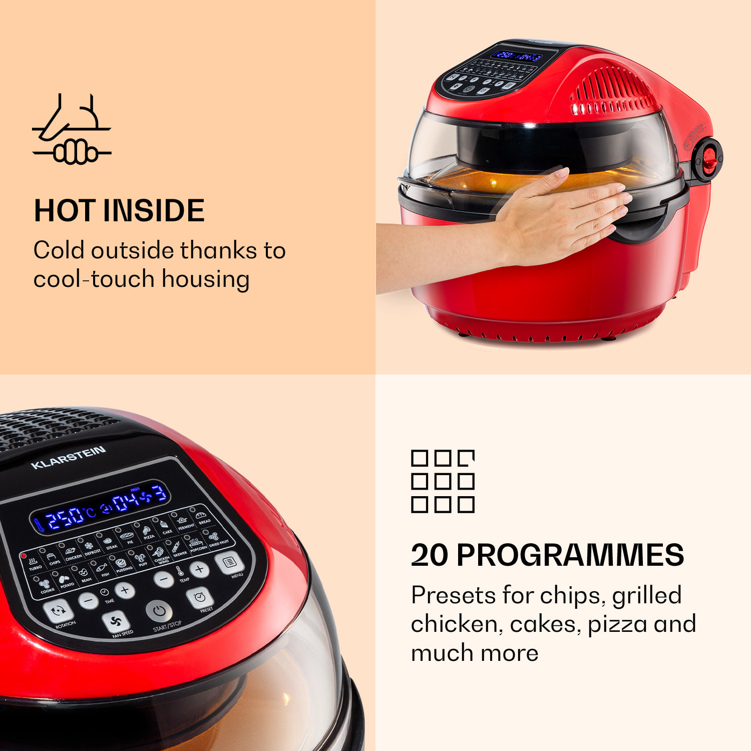 Klarstein VitAir Smart, teplovzdušná fritéza, 1400 W, 7,75 l, 20 programov, ovládanie cez aplikáciu – Obrázok 5