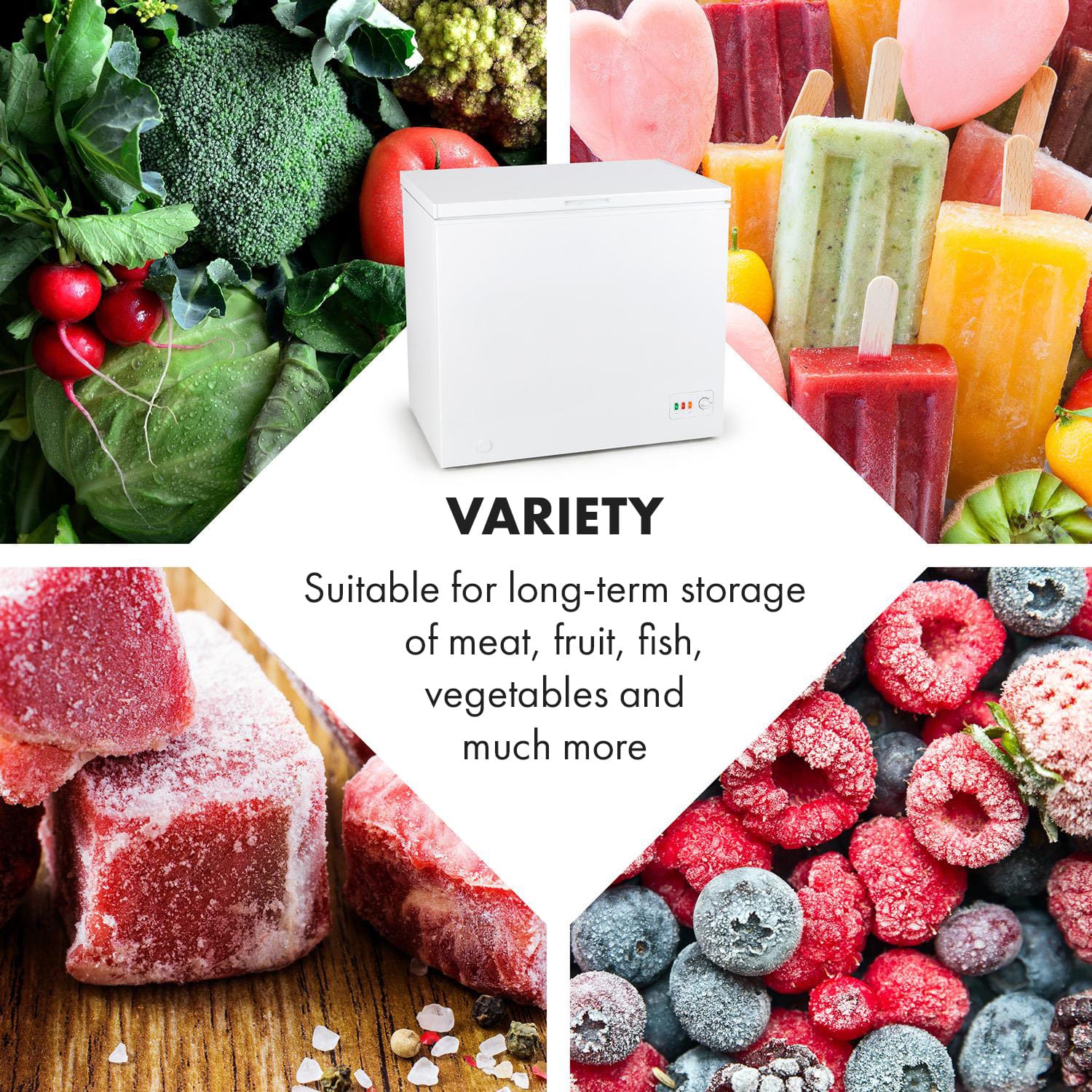 Klarstein Iceblokk Eco, mraziaci box, D, 200 l, 2 závesné koše, kolieska, biely – Obrázok 5