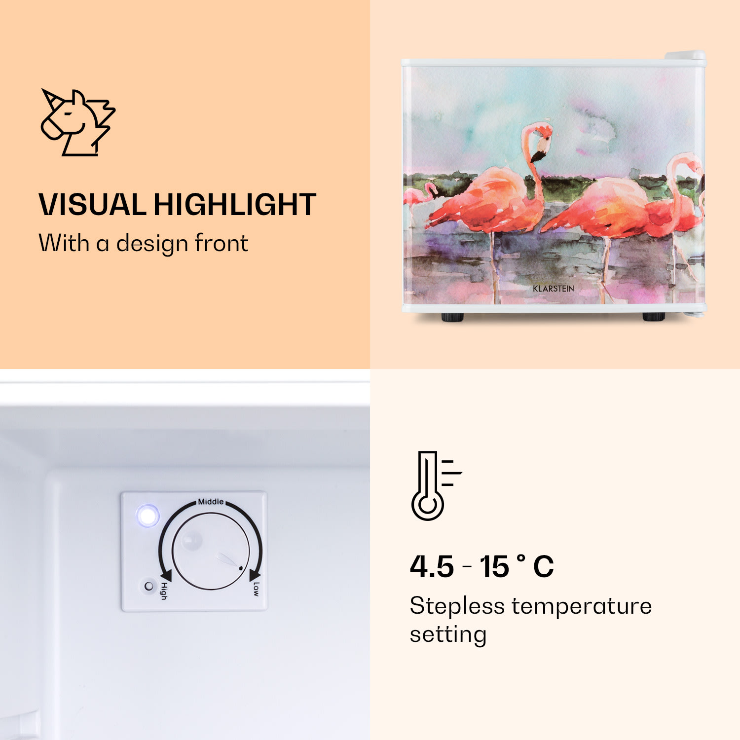 Klarstein Pretty Cool, chladnička na kozmetiku, 17 l, 50 W, 1 polica, Flamingo – Obrázok 5