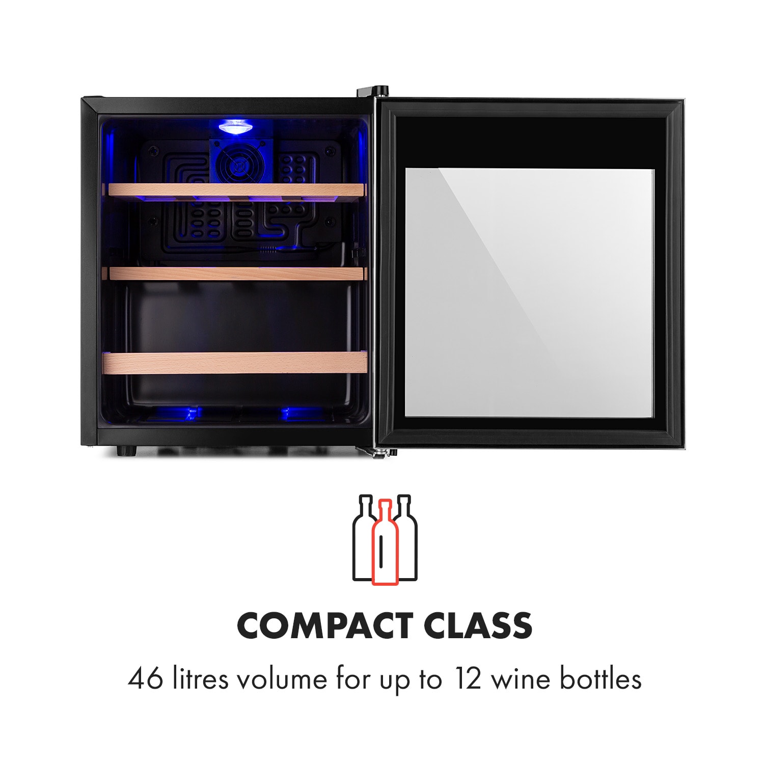 Klarstein Vinetage 12 Uno, vinotéka, 46 l, 12 fliaš, 4-18°C, 40 dB, sklo – Obrázok 4