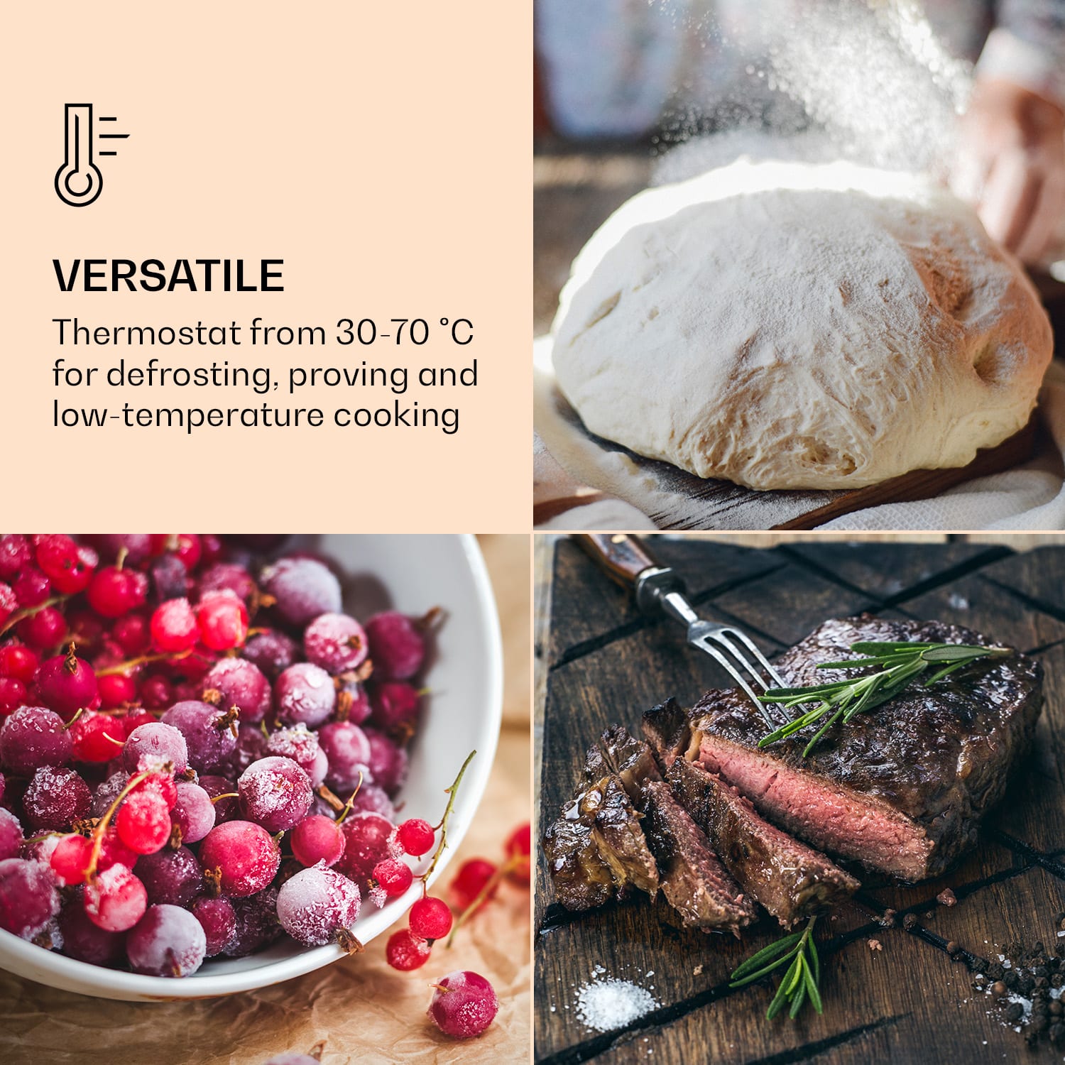 Klarstein Banquetta, ohrievacia zásuvka, 410 W, termostat 30-70 °C, časovač – Obrázok 5