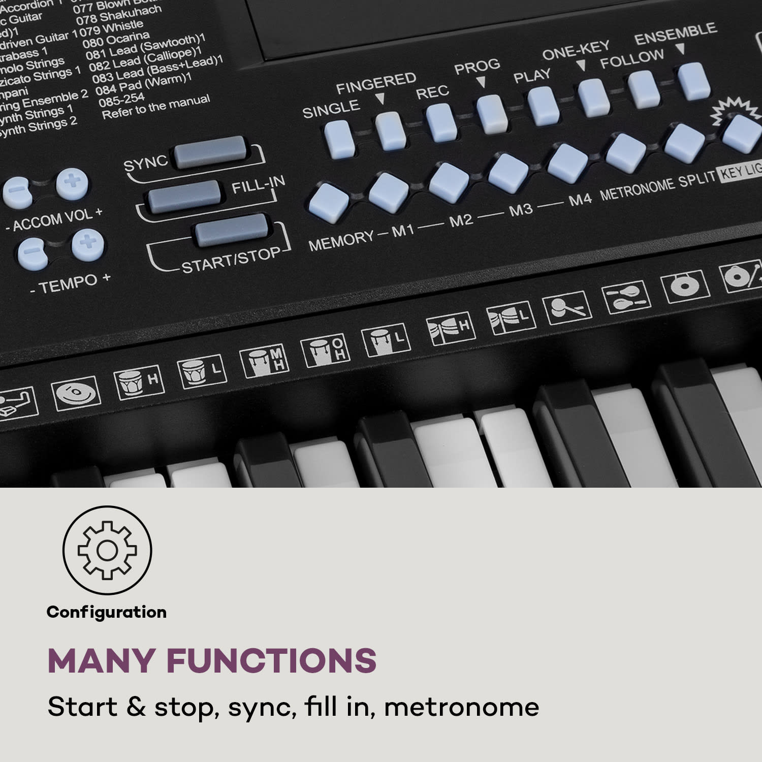 SCHUBERT Etude 255 LCD, keyboard s učebnými funkciami, 61 kláves, LED displej, osvetlené klávesy, 255 rytmov – Obrázok 5