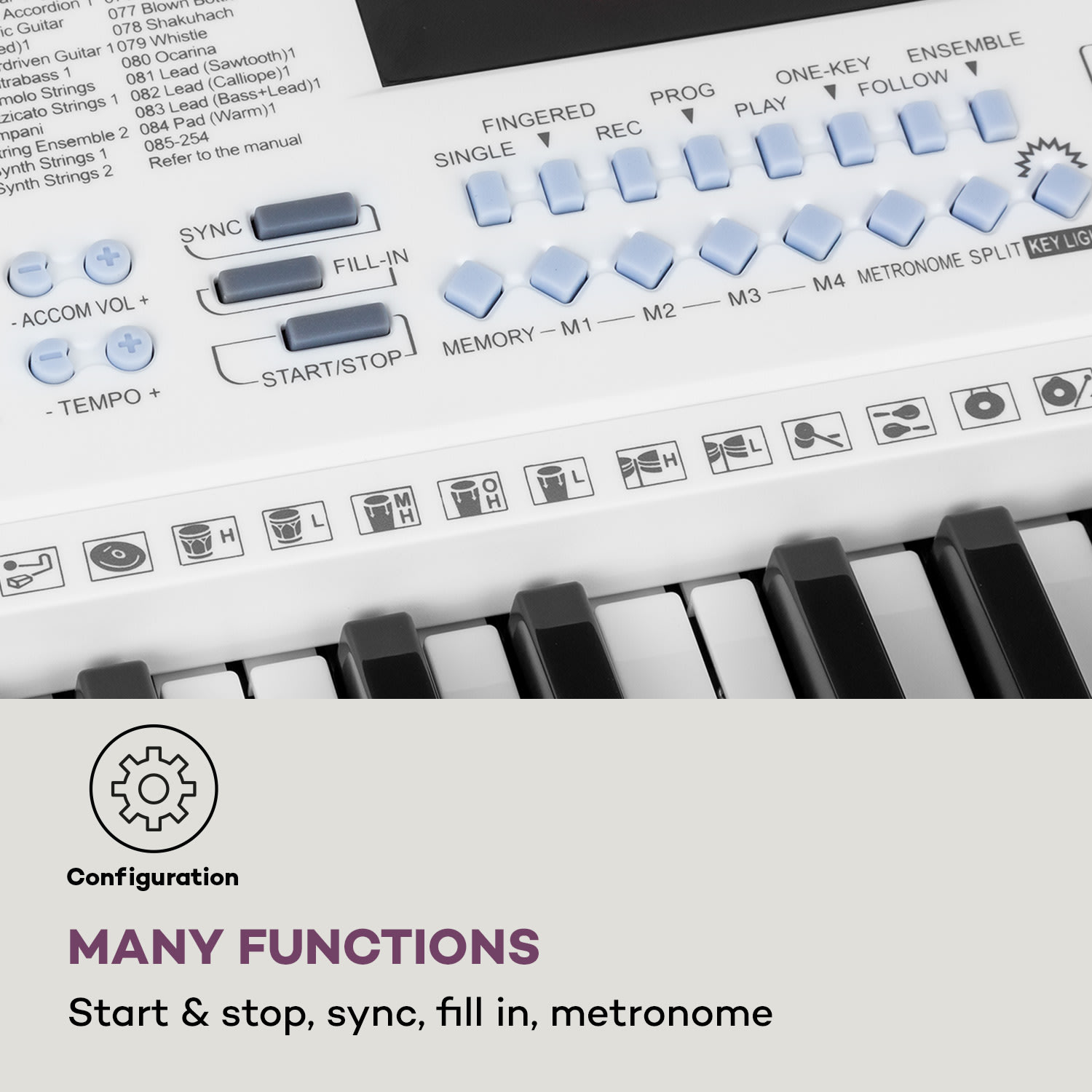 SCHUBERT Etude 255 LCD, keyboard s učebnými funkciami, 61 kláves, LED displej, osvetlené klávesy, 255 rytmov – Obrázok 5