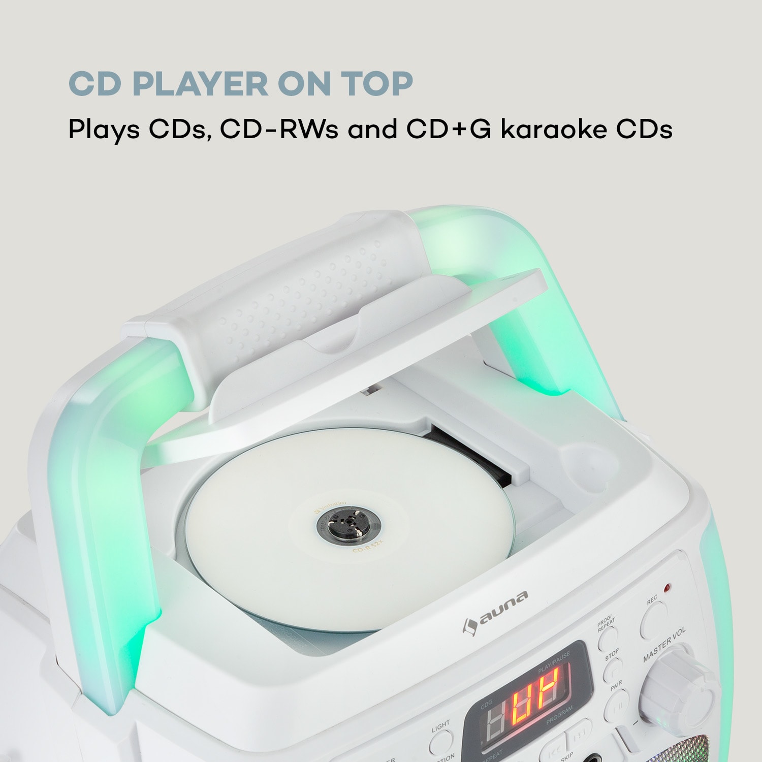 Auna StarMaker Plus, karaoke systém, karaoke zariadenie, bluetooth, USB, CD, LED šou, cinch – Obrázok 5