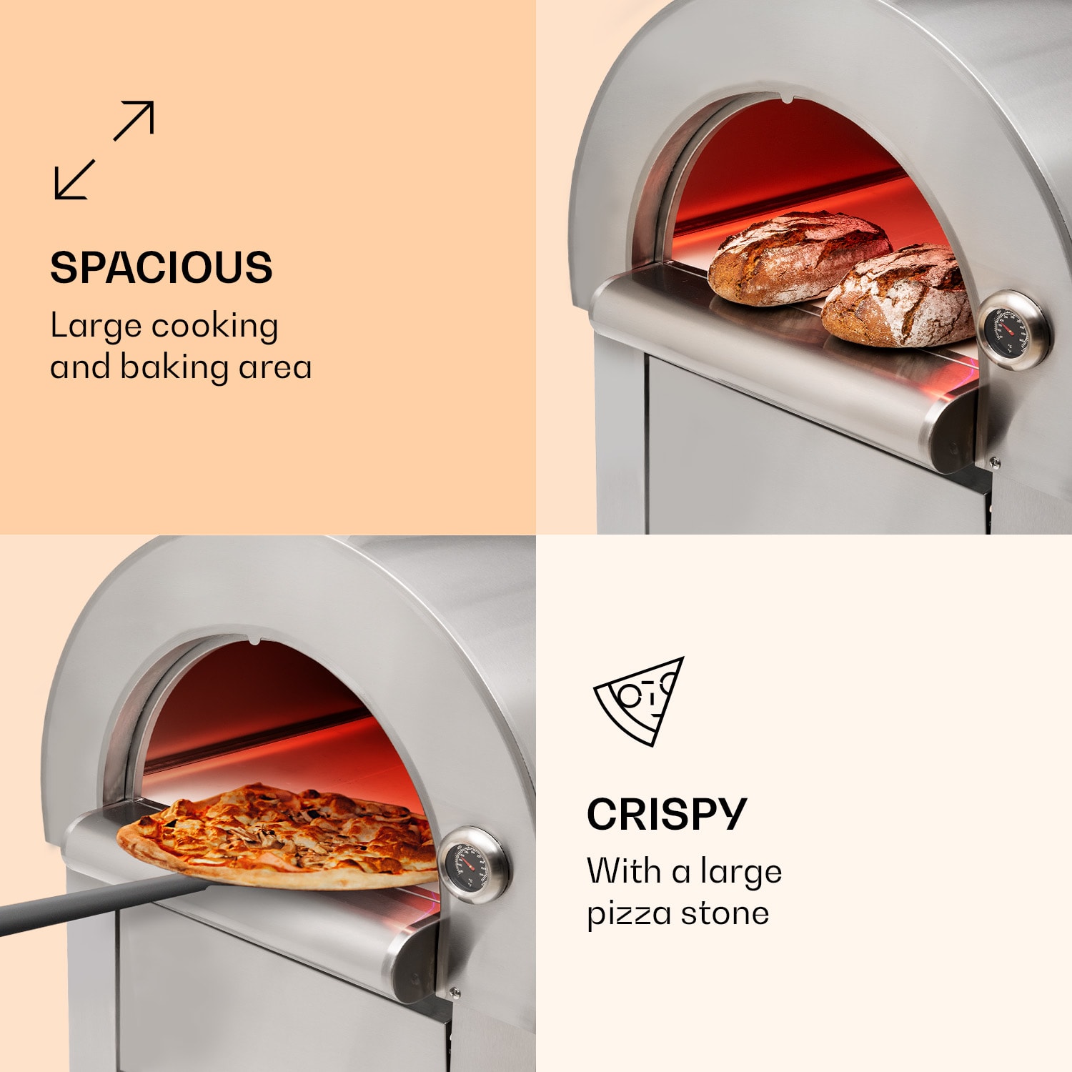 Klarstein Diavolo Napoletana, pec na pizzu, na drevené uhlie, nehrdzavejúca oceľ – Obrázok 3