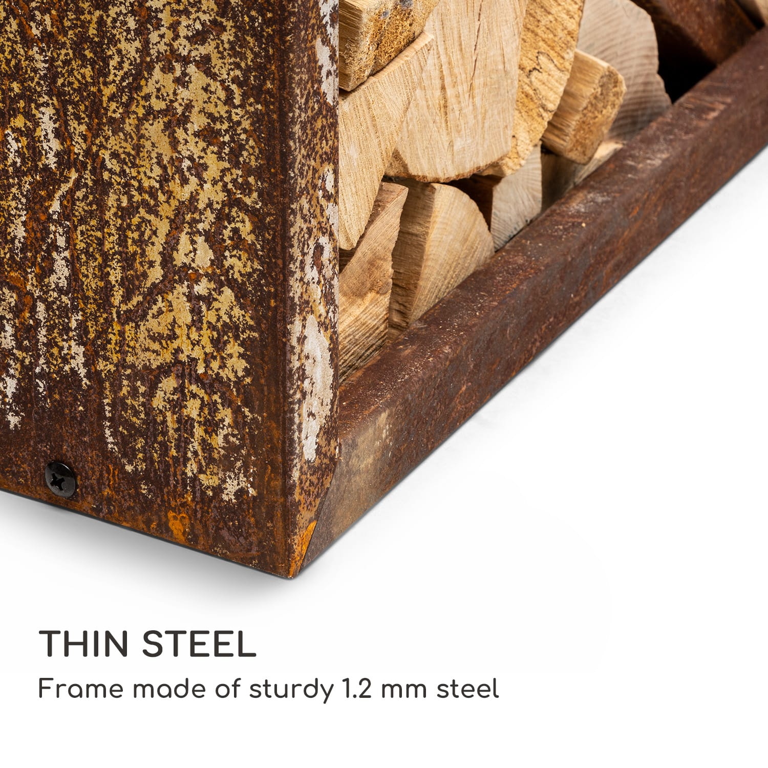 Blumfeldt Kindlewood L Rust, stojan na drevo, lavička, 104 × 40 × 35 cm, bambus, zinok – Obrázok 5