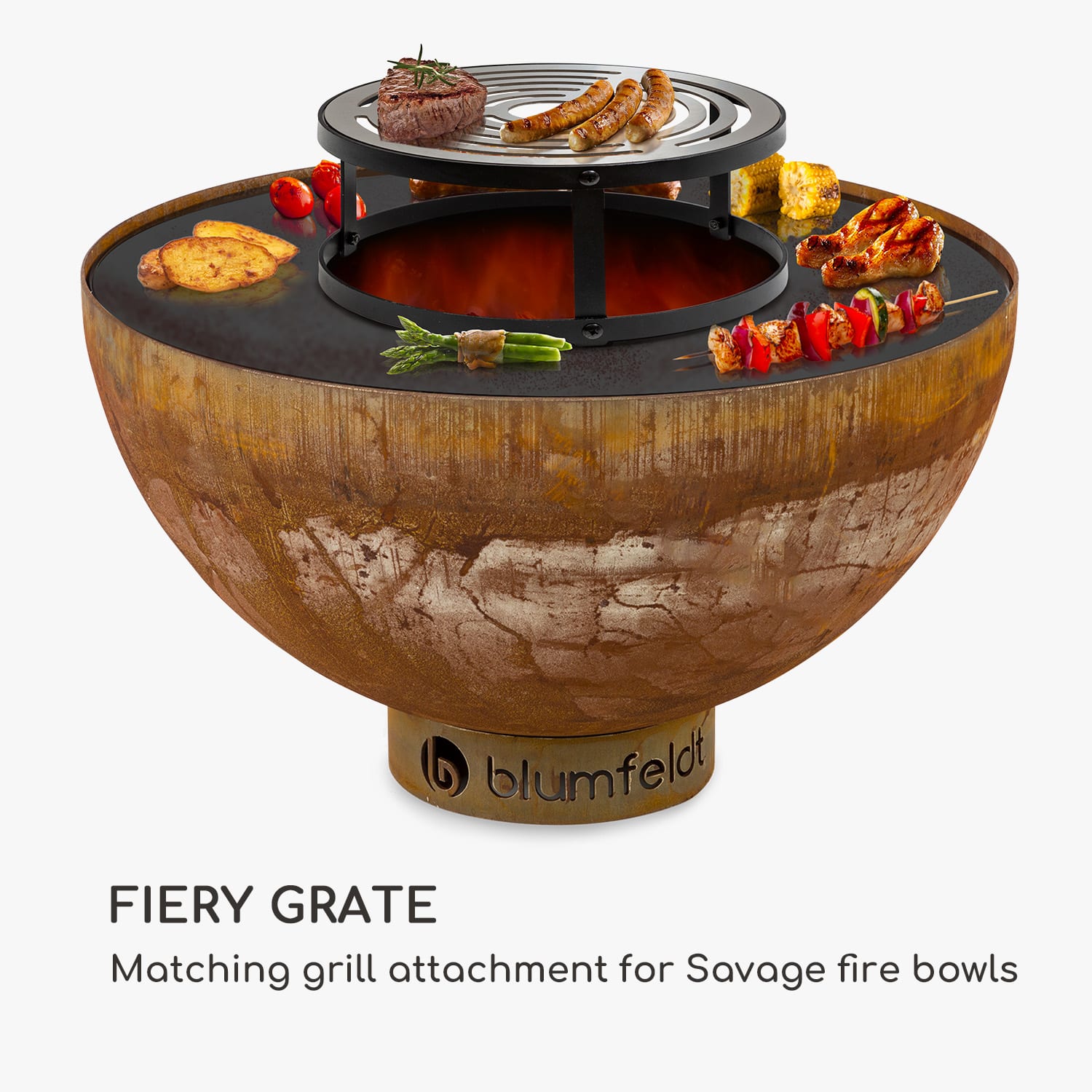 Blumfeldt Firebowl Savage, gril, nadstavec na grilovanie, Ø 30 cm, uhlíková oceľ – Obrázok 2