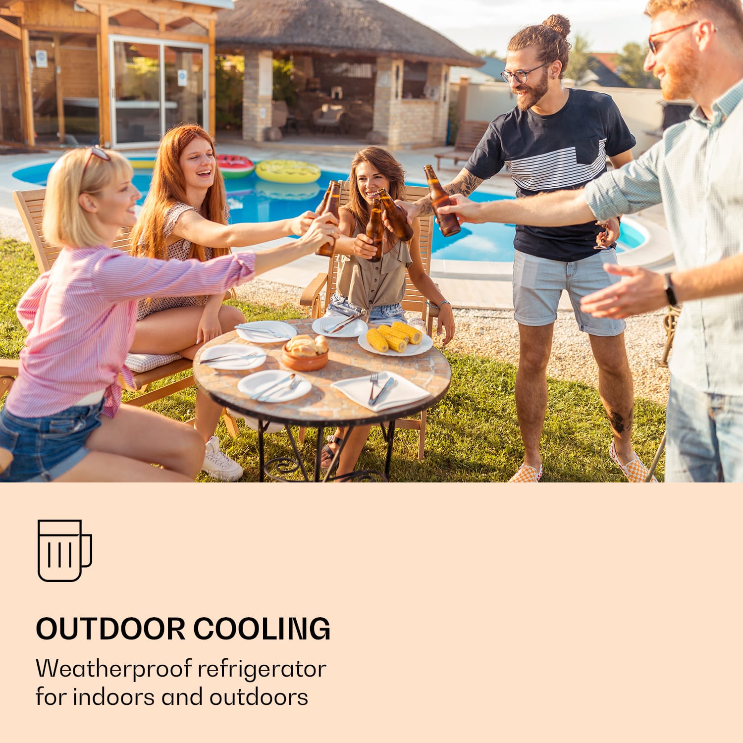 Klarstein OpenAir, outdoorová chladnička, 90 litrov, 1-10 °C, odolná proti poveternostným vplyvom, vhodná na zabudovanie – Obrázok 2