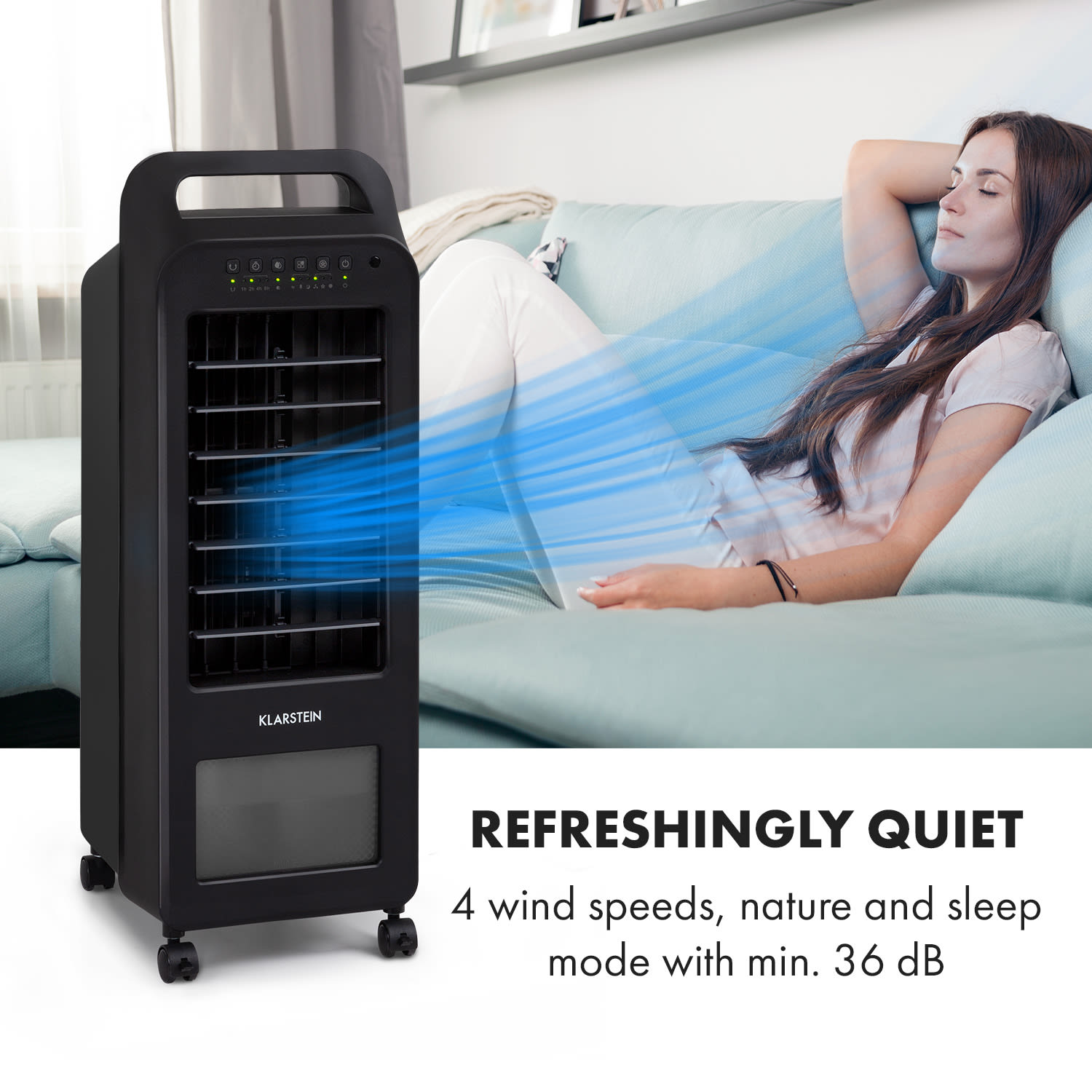 Klarstein Cooler Rush, ochladzovač vzduchu, ventilátor, 45 W, 5,5 l, diaľkový ovládač, 2 x chladiaci box – Obrázok 4