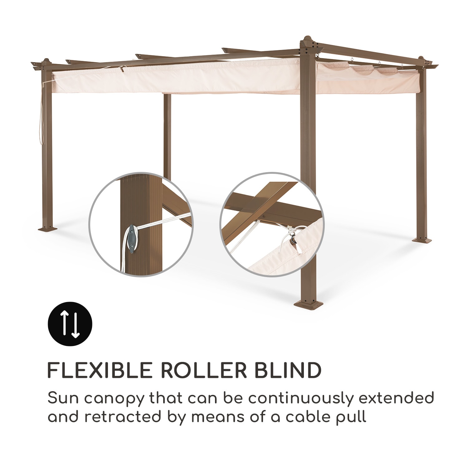 Blumfeldt Pantheon Rust, pergola, hliníkové hranaté rúrky, 3x4 m, 4 rohové stĺpy, vodeodolná – Obrázok 4