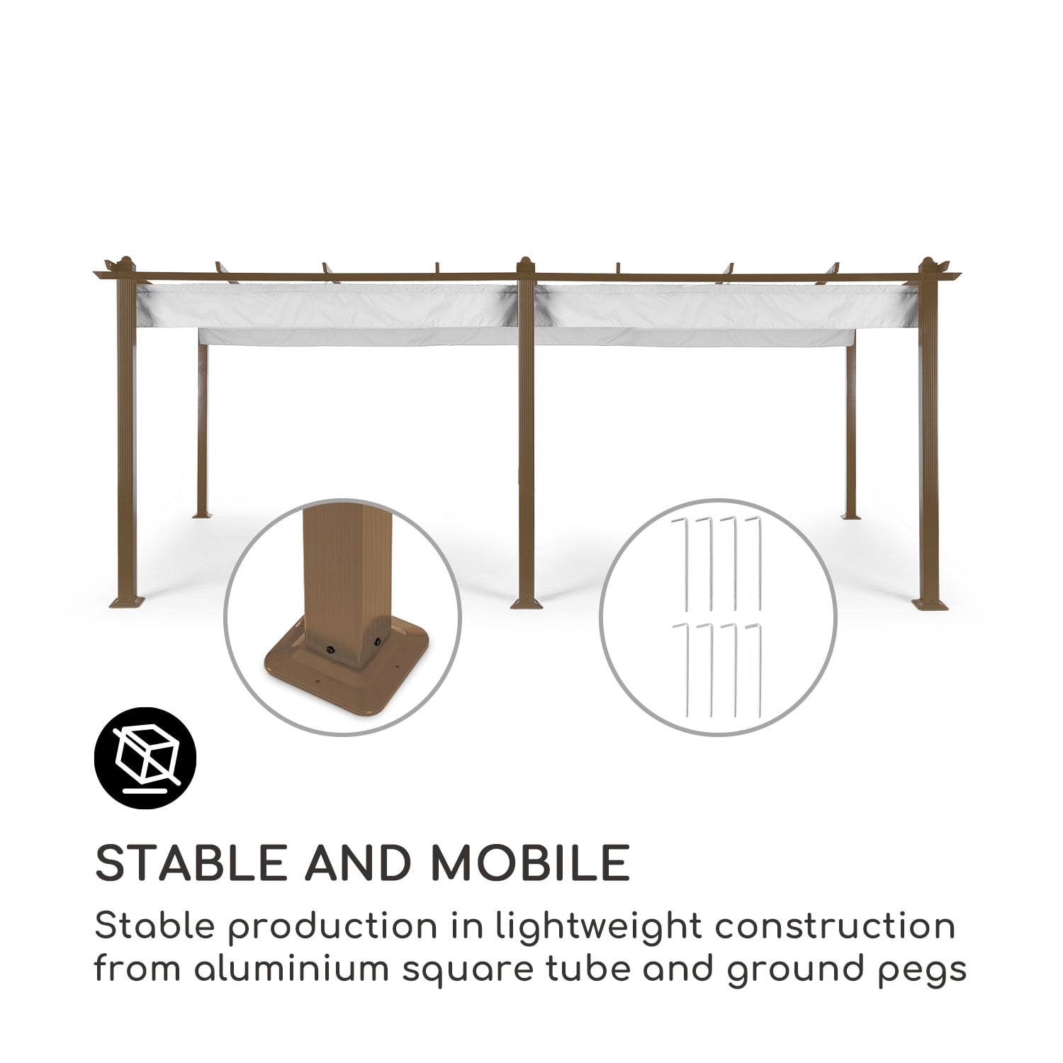 Blumfeldt Pantheon Rust, pergola, hliníková štvorhranná rúrka, 3 × 6 m, 4 rohové stĺpiky, nepremokavá – Obrázok 3