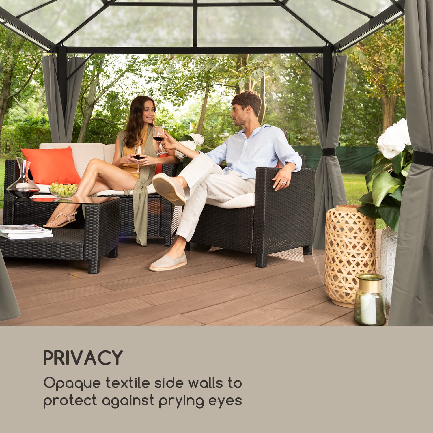 Blumfeldt Pantheon Solid Sky, bočné steny pergoly, 4 steny, 3 x 4 m, 140 g/m² – Obrázok 2