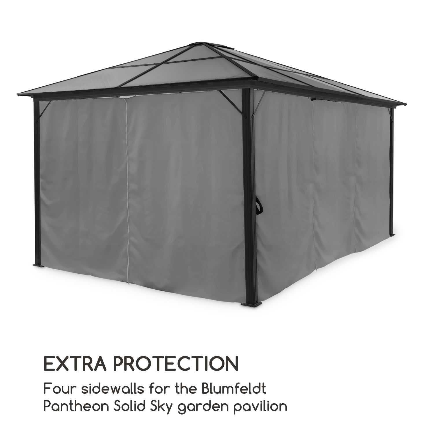 Blumfeldt Pantheon Solid Sky, bočné steny pergoly, 4 steny, 3 x 4 m, 140 g/m² – Obrázok 3