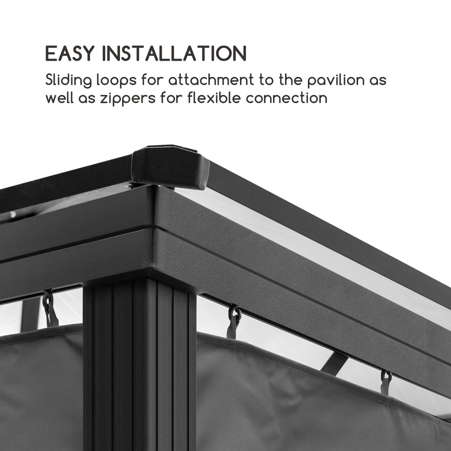Blumfeldt Pantheon Solid Sky, bočné steny pergoly, 4 steny, 3 x 4 m, 140 g/m² – Obrázok 4