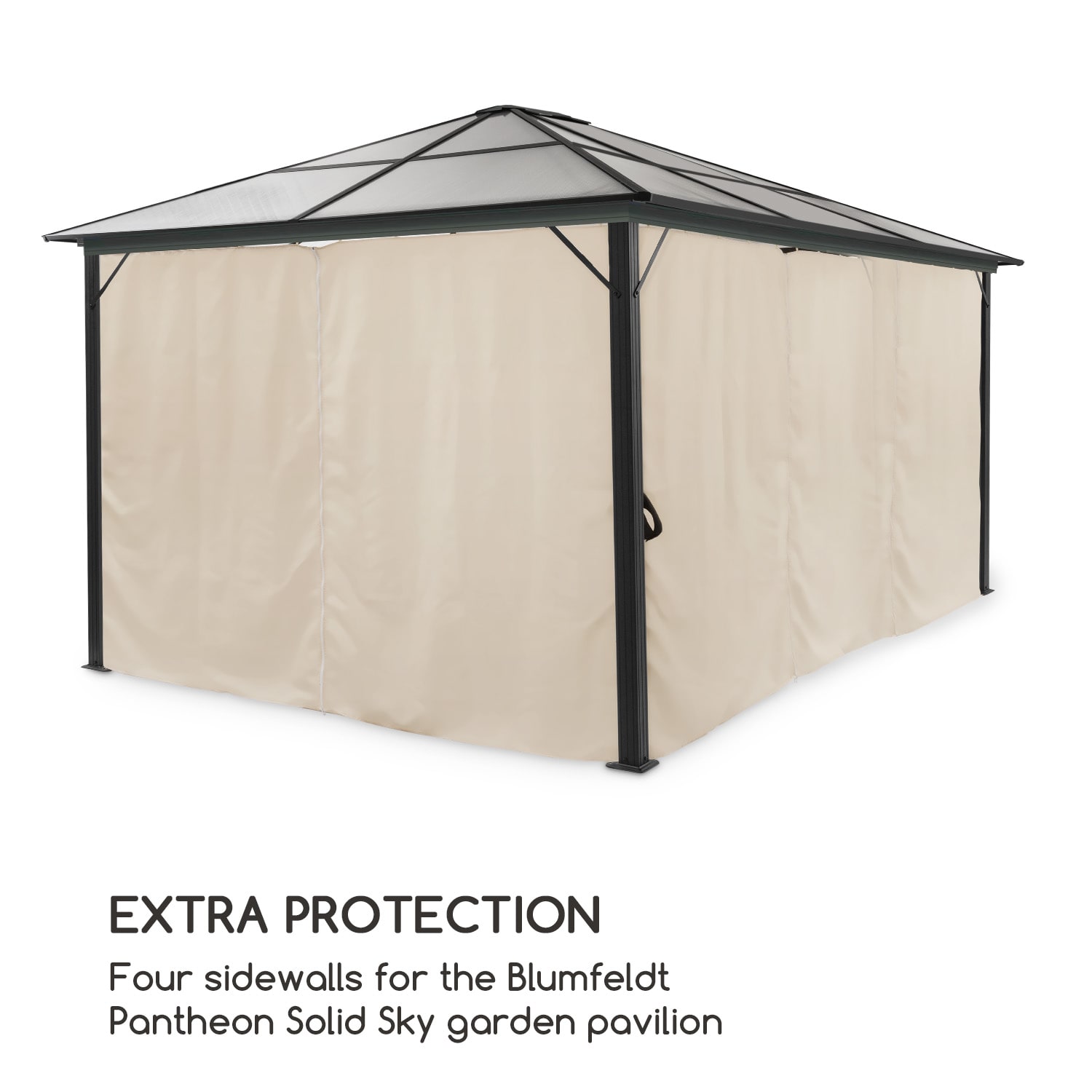 Blumfeldt Pantheon Solid Sky, bočné steny pergoly, 4 steny, 3 x 4 m, 140 g/m² – Obrázok 3