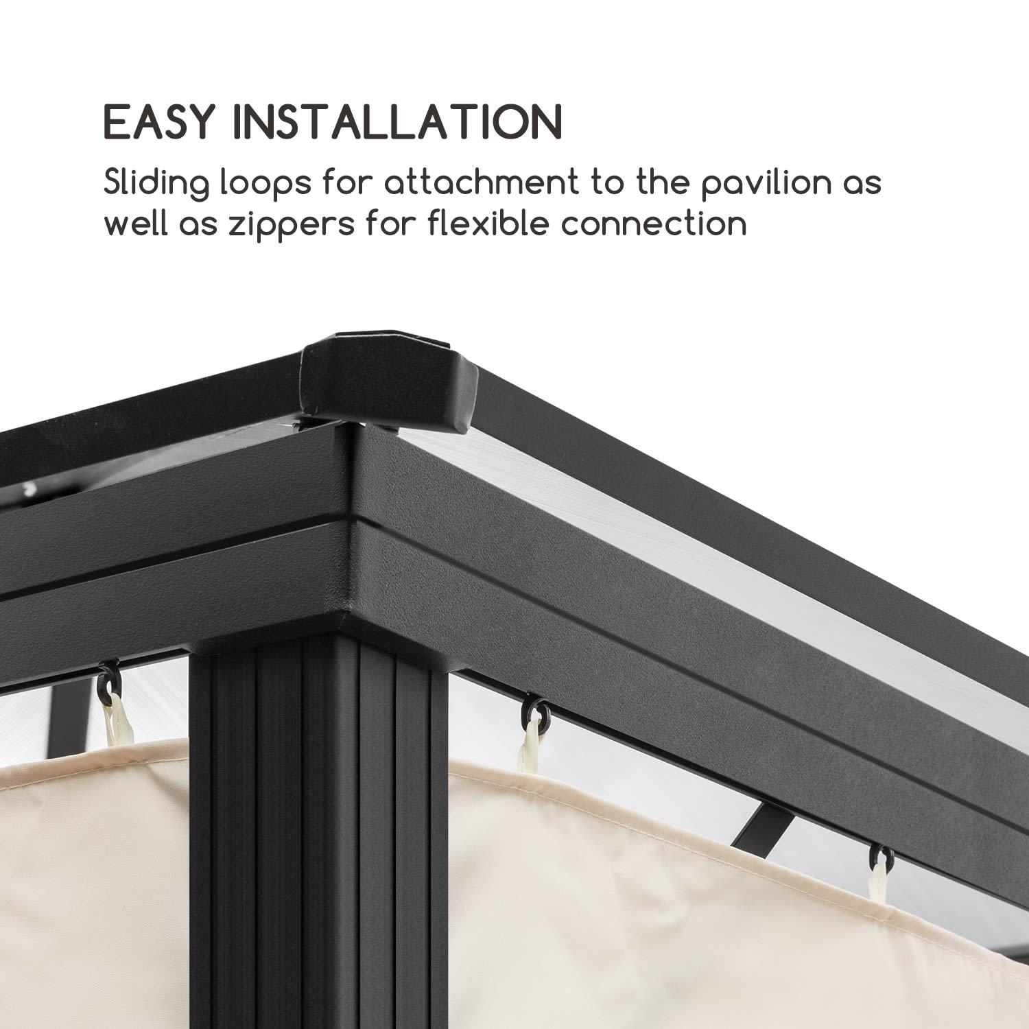 Blumfeldt Pantheon Solid Sky, bočné steny pergoly, 4 steny, 3 x 4 m, 140 g/m² – Obrázok 4