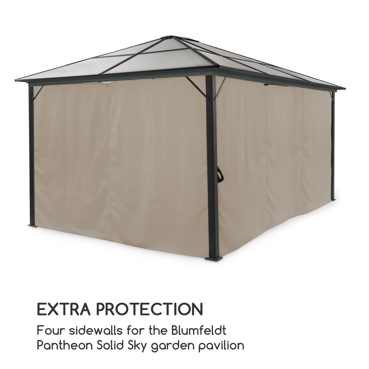 Blumfeldt Pantheon Solid Sky, bočné steny pergoly, 4 steny, 3 x 4 m, 140 g/m² – Obrázok 3