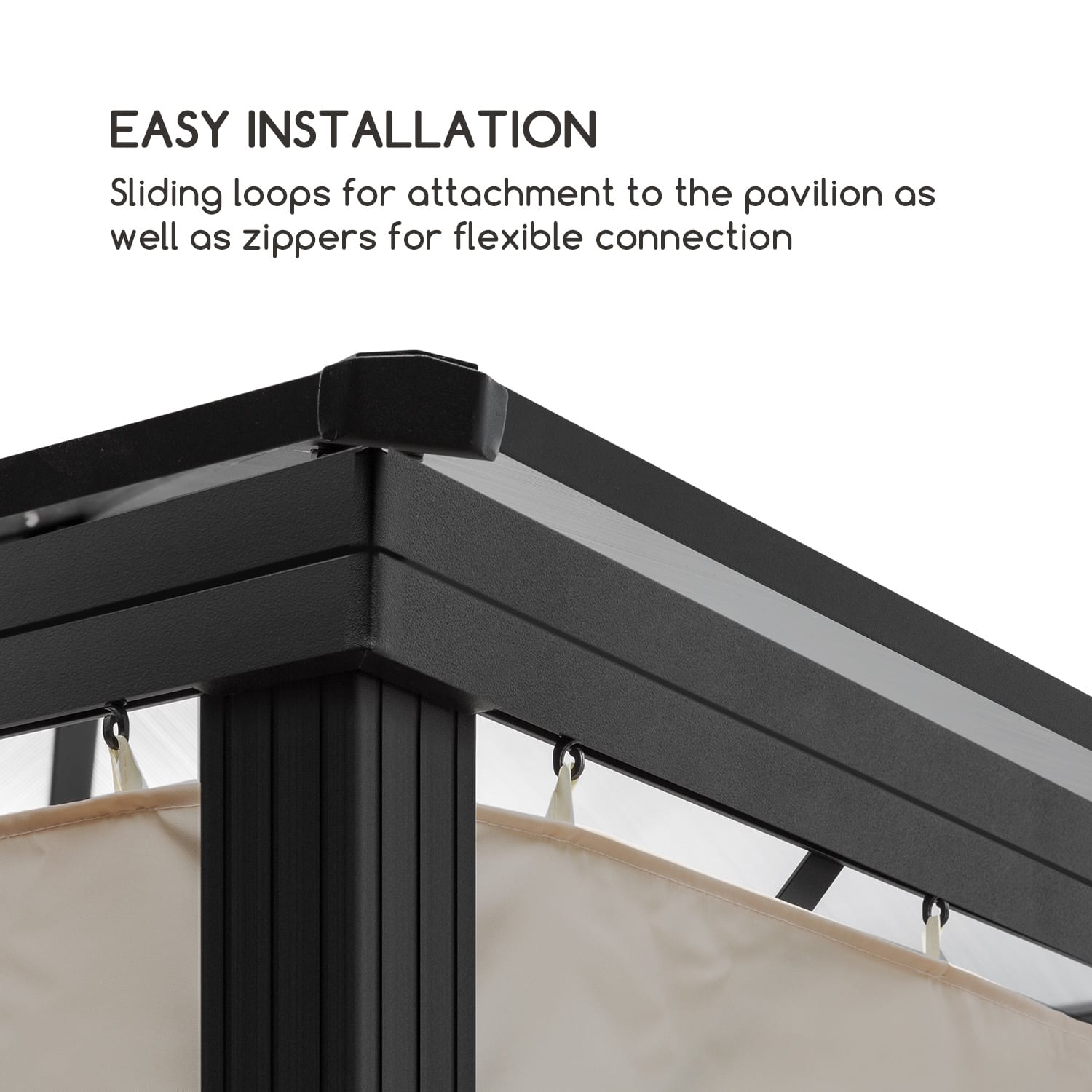 Blumfeldt Pantheon Solid Sky, bočné steny pergoly, 4 steny, 3 x 4 m, 140 g/m² – Obrázok 4