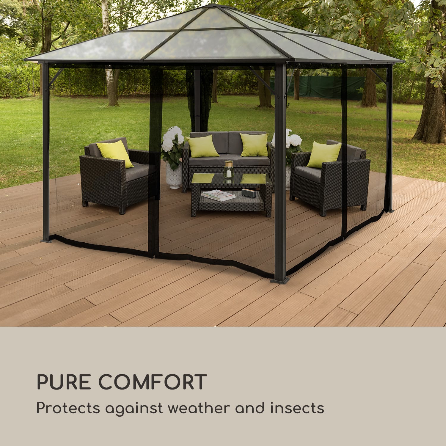 Blumfeldt Pantheon Solid Sky Ambient Solar, bočné steny, 3 x 4 m, sieťka na komáre – Obrázok 2
