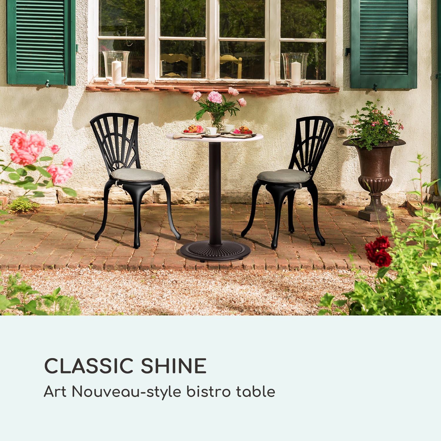Blumfeldt Patras Pearl, bistro stolík, secesný štýl, mramor, Ø 60 cm, výška 75 cm, liatinový stojan – Obrázok 2
