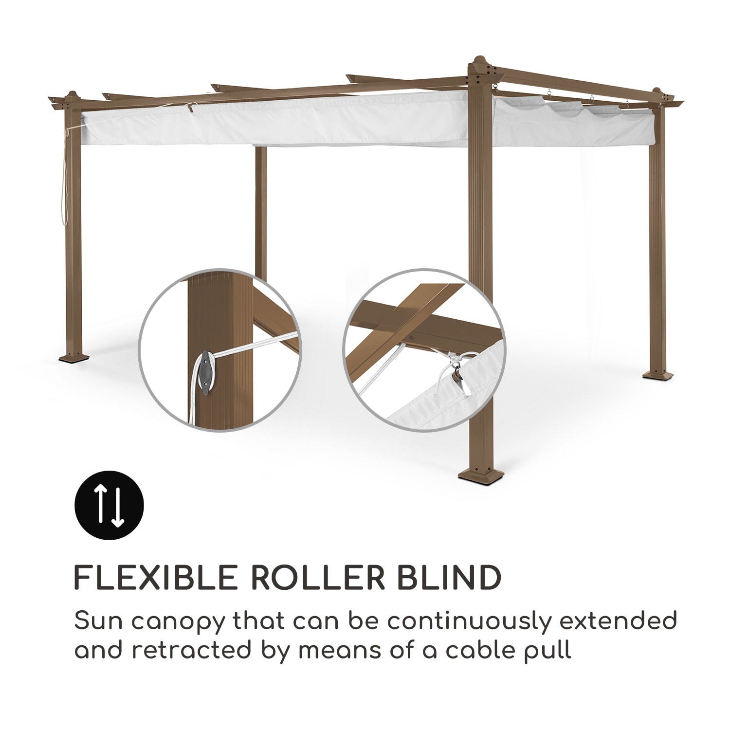 Blumfeldt Pantheon Rust Pergola, náhradná strecha, 200 g/m², polyesterová tkanina, 3 x 4 m, vrátane lankového tiahla – Obrázok 3