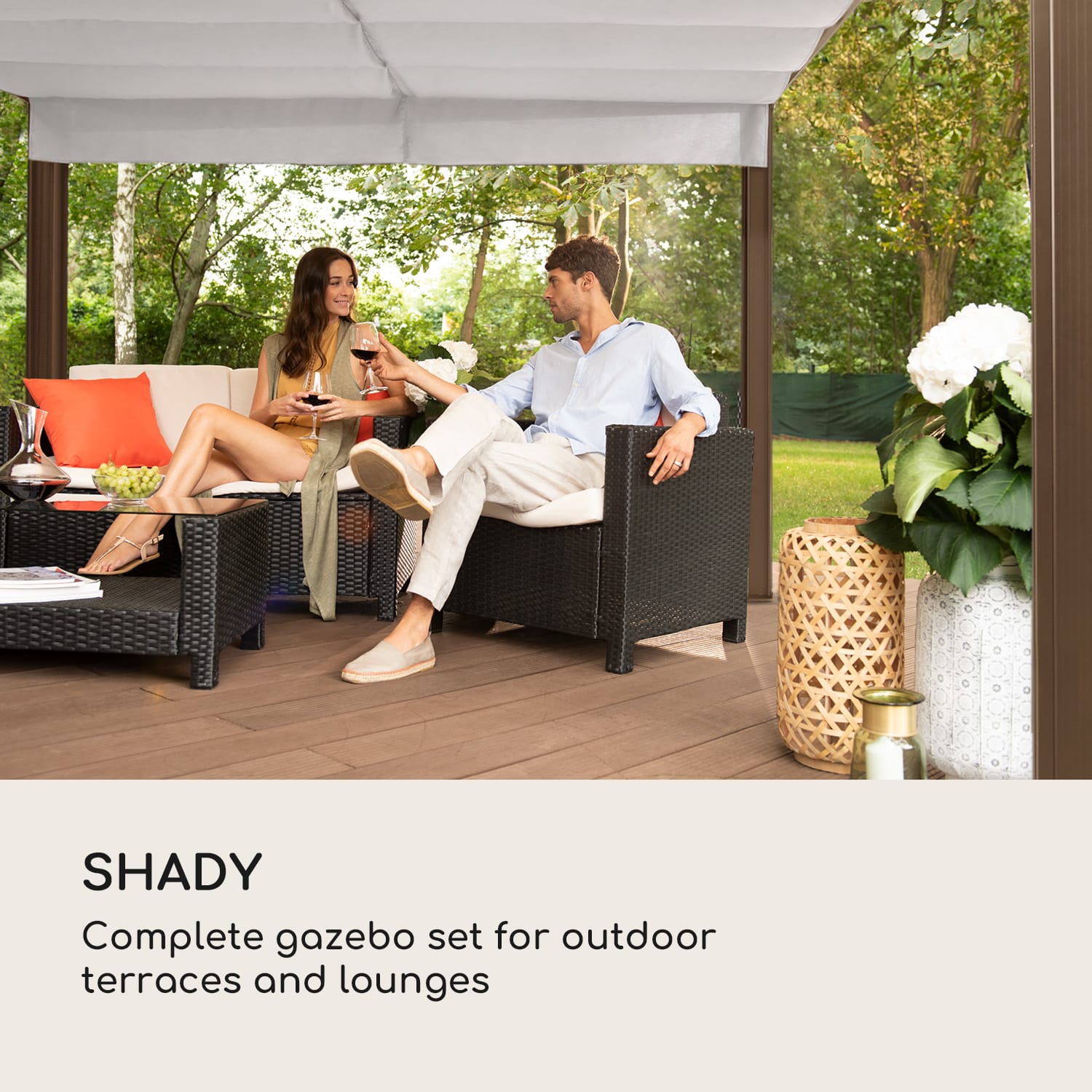 Blumfeldt Pantheon Cortina Pergola, súprava náhradných bočných stien: 4 steny, 200 g/m², polyesterová tkanina, 3 x 3 m – Obrázok 2