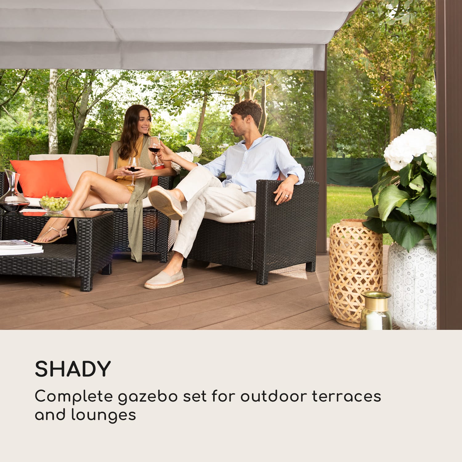 Blumfeldt Pantheon Cortina Pergola, súprava náhradných bočných stien: 4 steny, 200 g/m², polyesterová tkanina, 3 x 4 m – Obrázok 2