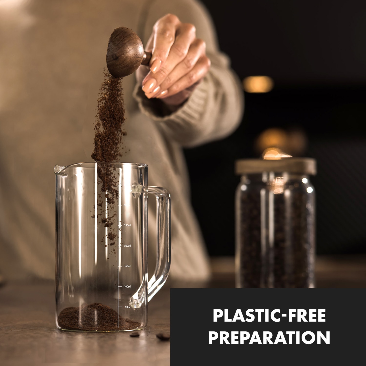 Klarstein Glaswerk Ristretto, french press, 0,35 l, borosilikátové sklo, nehrdzavejúca oceľ, orechové drevo – Obrázok 2
