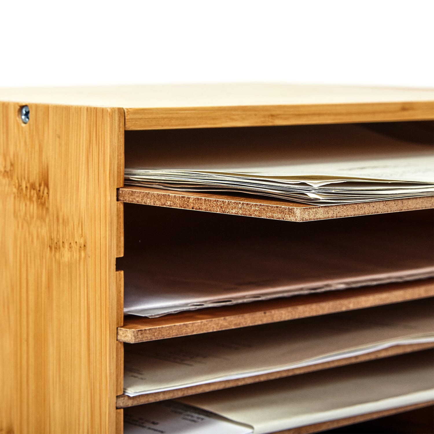 Blumfeldt Zásobník na dokumenty, organizér na dokumenty, 5 priečinkov, rozmery: 30,5 × 24 × 22,5 cm, bambus – Obrázok 5
