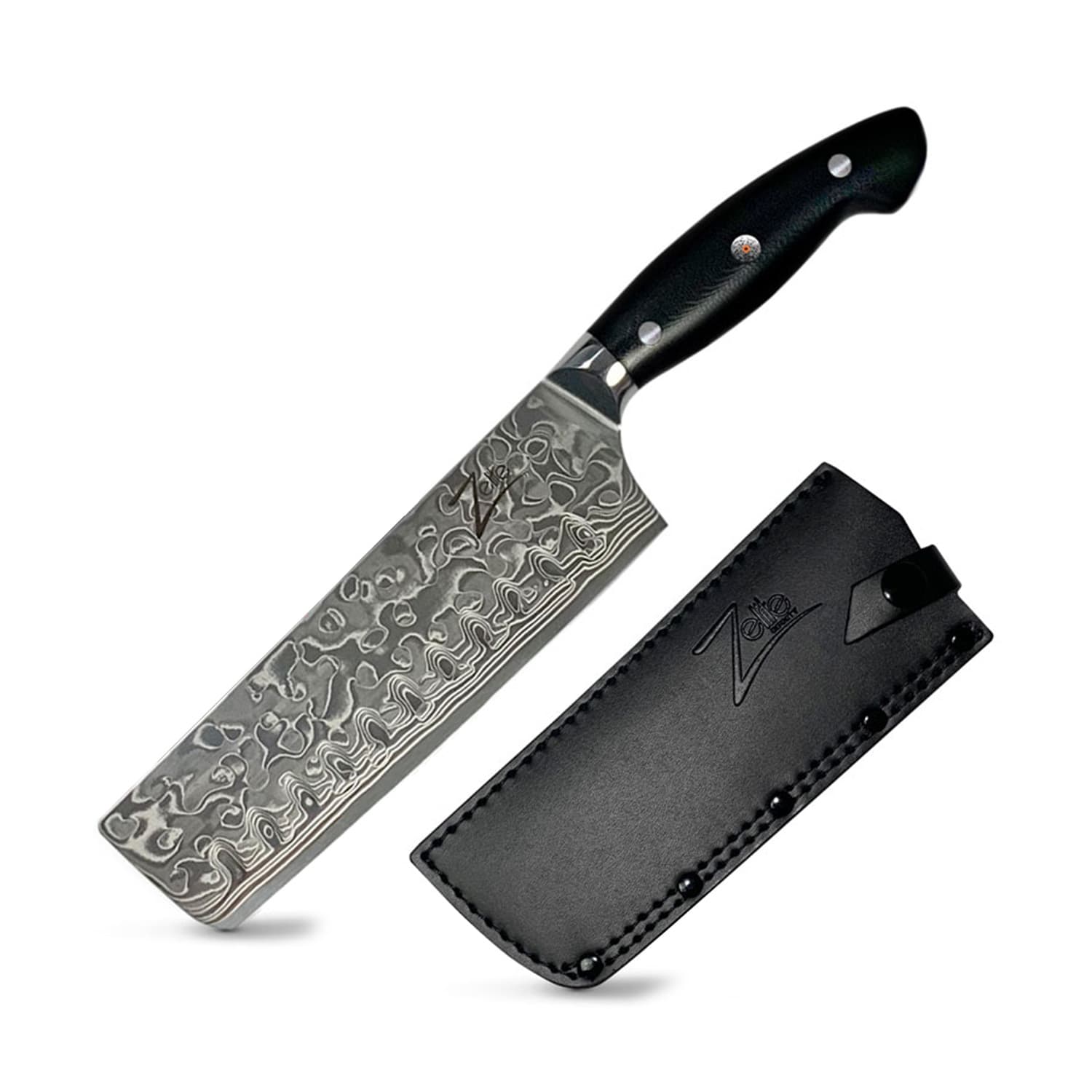 Zelite Infinity by Klarstein Executive-Plus séria, 7" kuchársky nôž nakiri, 61 HRC damašková oceľ