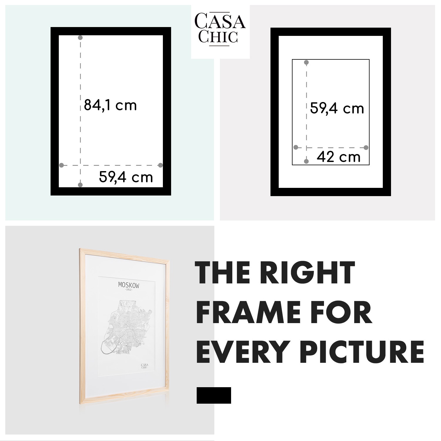 Casa Chic Kenton, rám na obrázky, obdĺžnikový, DIN A1, pasparta, plexisklo – Obrázok 5